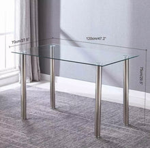 Load image into Gallery viewer, Modern Black Or White  High Gloss Glass Top Dining Table And 4 Faux Leather Dinning Chairs