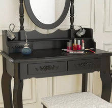 Load image into Gallery viewer, Ashland black dressing table set with mirror