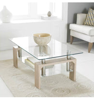 Load image into Gallery viewer, Modern Rectangle Oval Glass & Chrome Living Room Coffee Table