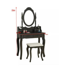 Load image into Gallery viewer, Ashland black dressing table set with mirror