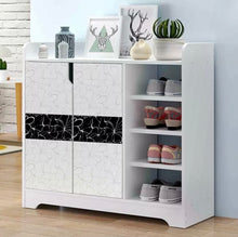 Load image into Gallery viewer, Modern White Wood Shoe Cabinet Display Storage Cupboard