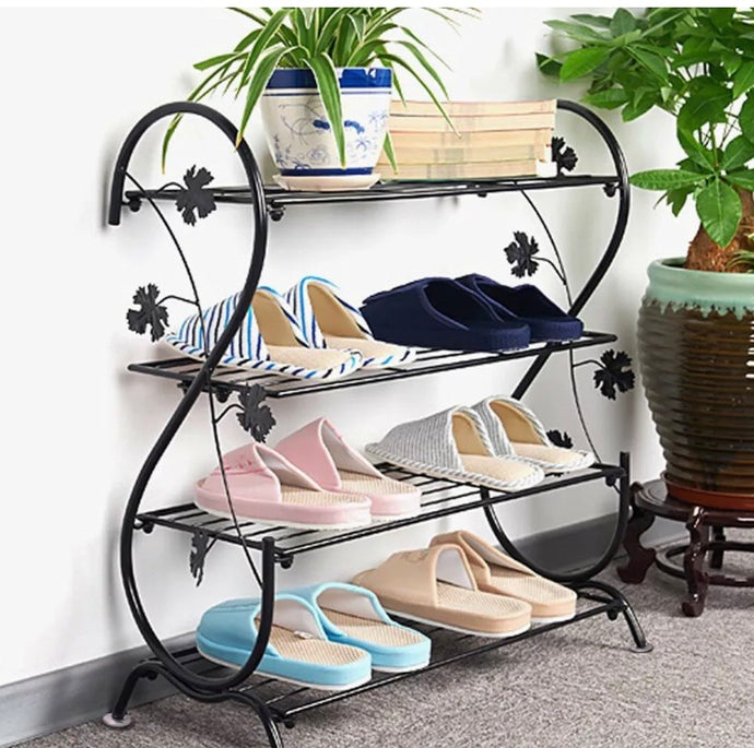 Metal Shoe Rack Stand 4 tier Organiser Shelves Holder Plants Stand Home Decor