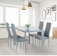 Load image into Gallery viewer, Modern Glass Dining Table set with 4 Leather Chairs