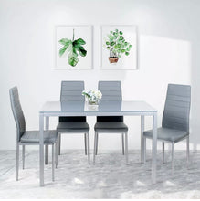 Load image into Gallery viewer, Modern Glass Dining Table set with 4 Leather Chairs