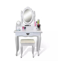 Load image into Gallery viewer, Ashland White dressing table set with mirror
