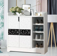 Load image into Gallery viewer, Modern White Wood Shoe Cabinet Display Storage Cupboard