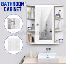 Load image into Gallery viewer, Grey Bathroom Cabinet With Mirror and Shelf