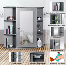 Load image into Gallery viewer, Grey Bathroom Cabinet With Mirror and Shelf