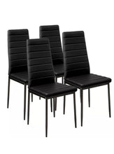 Load image into Gallery viewer, Modern Glass Dining Table set with 4 Leather Chairs