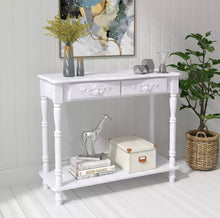 Load image into Gallery viewer, Console table with drawers White, flower design.