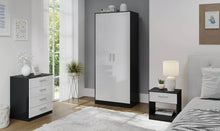 Load image into Gallery viewer, HIGH GLOSS 3 PIECE Bedroom Furniture Set - Wardrobe Chest Bedside