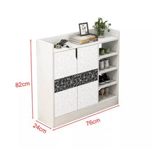 Load image into Gallery viewer, Modern White Wood Shoe Cabinet Display Storage Cupboard