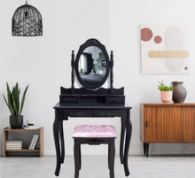 Load image into Gallery viewer, Ashland black dressing table set with mirror