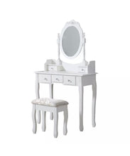 Load image into Gallery viewer, Ashland White dressing table set with mirror