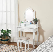 Load image into Gallery viewer, Ashland White dressing table set with mirror