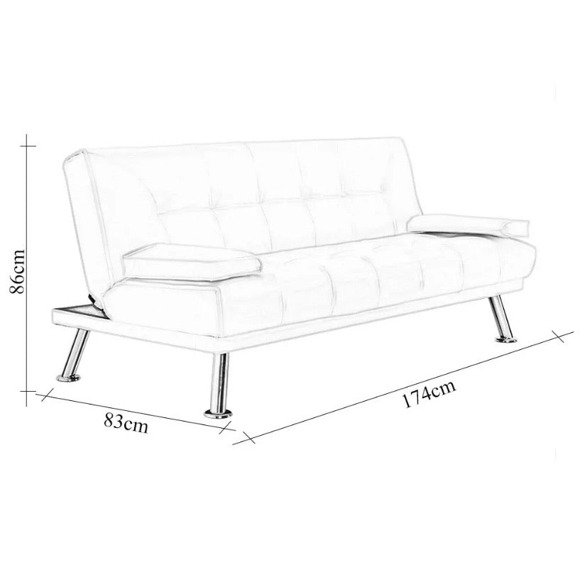 NEW SOFA BED Faux Leather Black Sofa Bed recliner 3 Seater Luxury Mode