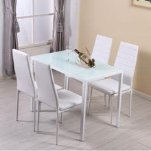 Load image into Gallery viewer, Modern Glass Dining Table set with 4 Leather Chairs