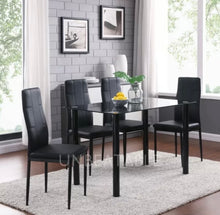 Load image into Gallery viewer, Modern Glass Dining Table set with 4 Leather Chairs