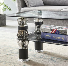 Load image into Gallery viewer, Coffee Table 2 Tiers Rectangle Tempered Glass Chrome Leg  Modern Living Room