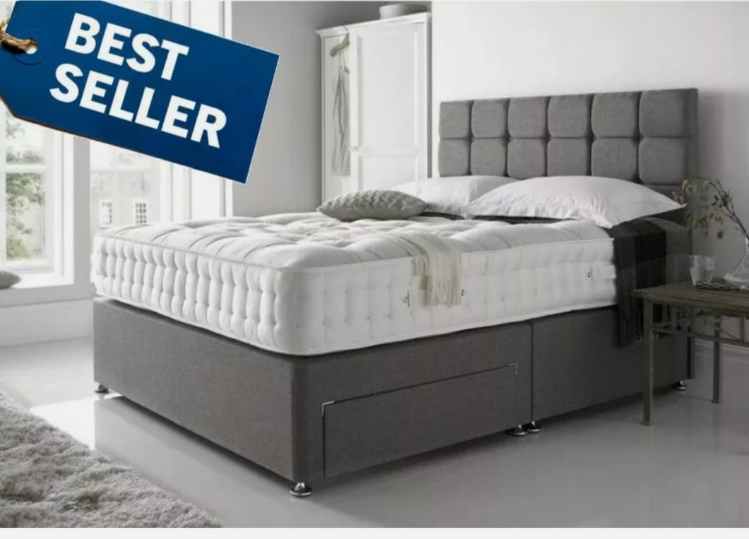 Suede grey divan bed base
