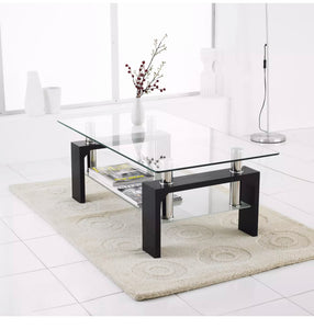 Modern Rectangle Oval Glass & Chrome Living Room Coffee Table