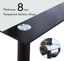Load image into Gallery viewer, Modern Black Or White  High Gloss Glass Top Dining Table And 4 Faux Leather Dinning Chairs