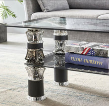 Load image into Gallery viewer, Coffee Table 2 Tiers Rectangle Tempered Glass Chrome Leg  Modern Living Room