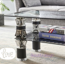 Load image into Gallery viewer, Coffee Table 2 Tiers Rectangle Tempered Glass Chrome Leg  Modern Living Room