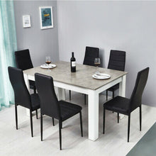 Load image into Gallery viewer, Wood Dining Table Set with 6 Faux Leather Chairs