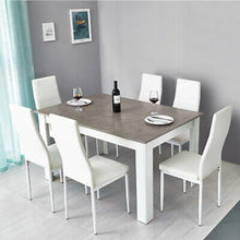 Load image into Gallery viewer, Wood Dining Table Set with 6 Faux Leather Chairs