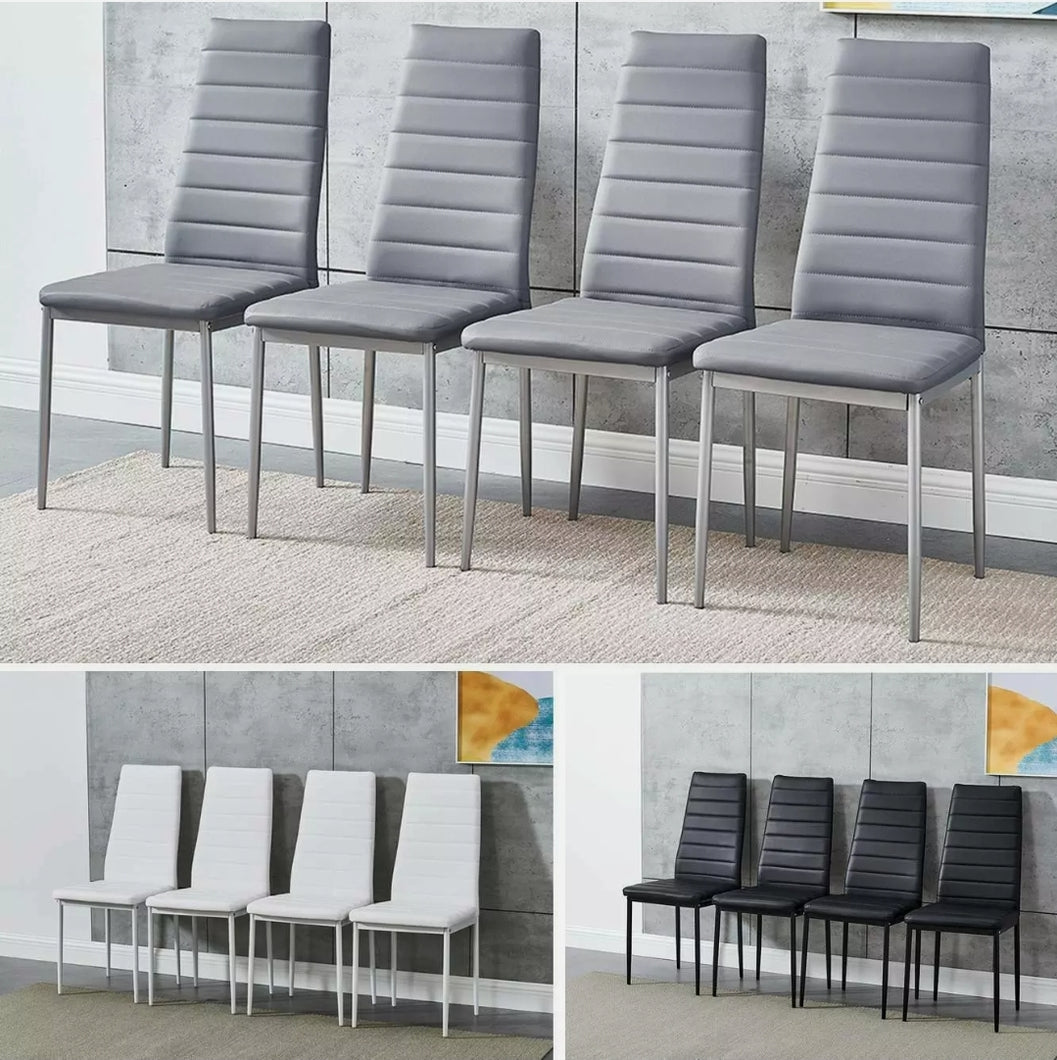Set of 4 / 6 Modern Dining Chairs Padded Seat Metal Legs Home Furniture 3 Colors