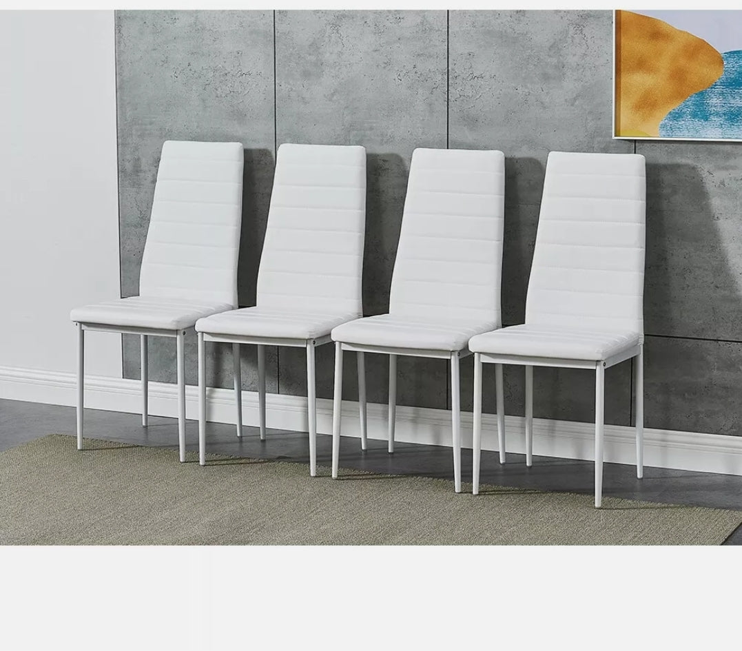 Set of Modern Dining Chairs Padded Seat Metal Legs Home