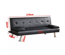 Load image into Gallery viewer, NEW SOFA BED Faux Leather Black Sofa Bed recliner 3 Seater Luxury Modest Design