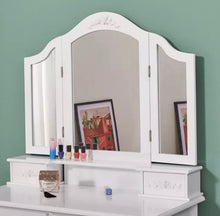 Load image into Gallery viewer, White Victorian Mirror Dressing Table