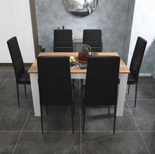 Load image into Gallery viewer, Wood Dining Table Set with 6 Faux Leather Chairs