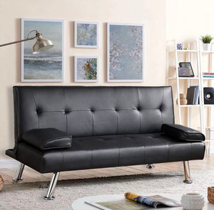 NEW SOFA BED Faux Leather Black Sofa Bed recliner 3 Seater Luxury Modest Design
