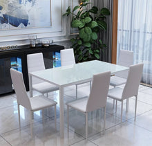 Load image into Gallery viewer, Glass Dining Table and  6 Padded Chairs Set