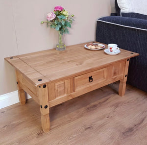 Wood Coffee Table Sale with 1 drawer, Solid Wood.