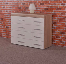 Load image into Gallery viewer, Wardrobe &amp; 4+4 Drawer Chest - White &amp; Sonoma Oak Effect