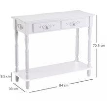 Load image into Gallery viewer, Console table with drawers White, flower design.