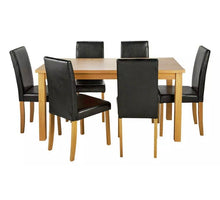 Load image into Gallery viewer, Roman Solid Wood Dining Table Set with 6 Leather Chairs