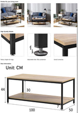 Load image into Gallery viewer, 2 Tier Retro Wood Coffee Table, Metal Legs