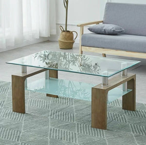 Modern Rectangle Oval Glass & Chrome Living Room Coffee Table