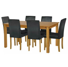 Load image into Gallery viewer, Roman Solid Wood Dining Table Set with 6 Leather Chairs